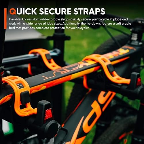 Miniatura 5 de Portabicicletas para automóvil, SUV, RV, soporte de enganche trasero de bicicleta 2, carga de hasta 70 libras, correas de goma, liberación de