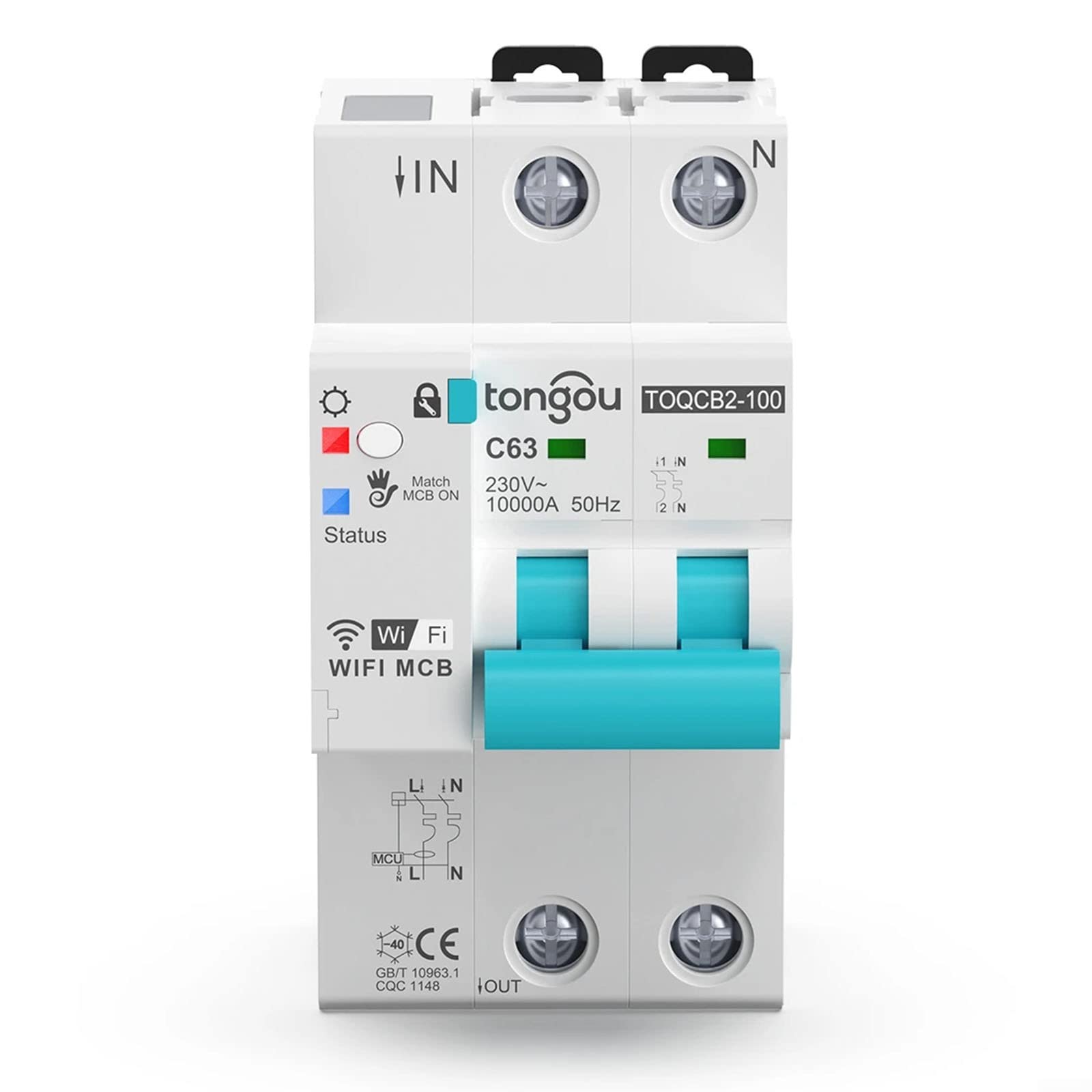 per Tuya MCB WIFI Interruttore di Misurazione, Interruttore Intelligente, Timer per Smart Life Telecomando Wireless, 2P