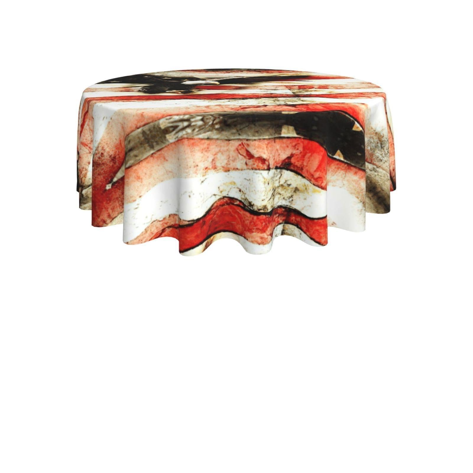 ENGhjes American Flag Fly Eagle Print Round Tablecloth 60in Washable Stainproof Polyester Cloth for Kitchen Idea