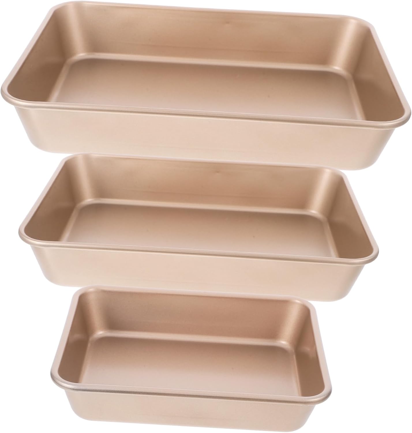 3pcs Nonstick Gold Baking Pan Set Heavy Duty Deep Lasagna and Cake Dish for Oven Rectangle Bakeware Pans for Home Baking and Entertaining