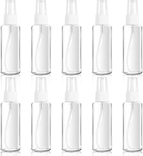 10 Pack Spray Bottle Plastic, 50 ML Clear Plastic Spray Bottles with White Fine Mist Sprayer, Empty Fine Mist Sprayer Bottles for Toiletries Leakproof Refillable Liquid Containers