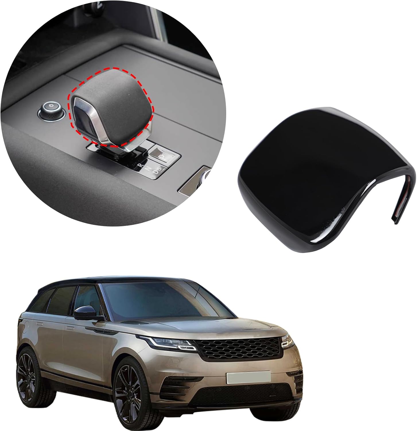 HAPPYHORSE Car Gear Shift Knob Head Cover Trim Sticker Compatible with Land Rover Range Rover Sport/Vogue 2023，VELAR/Discovery 5 2021-2023 Interior Accessories (Piano Black)