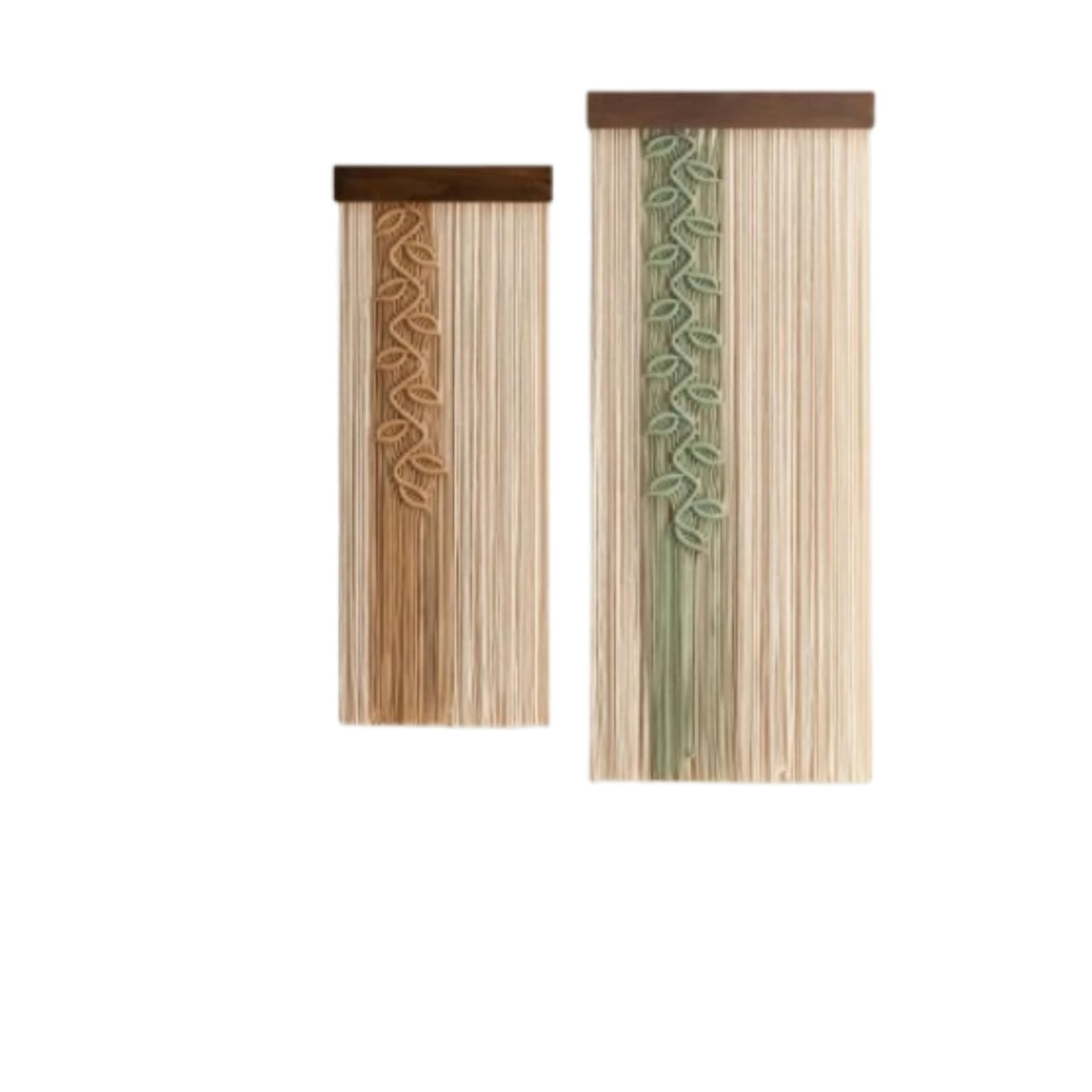 Makramee Wandbehang mit Holzleiste, Boho Makramee Wanddekoration mit Blättern, Handgemachte Fransen Wandteppich für Wohnzimmer, Schlafzimmer & Büro Dekoration (GB)