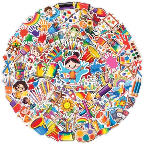 100 calcomanías artísticas para niños impermeables de vinilo para botellas y cuadernos 2