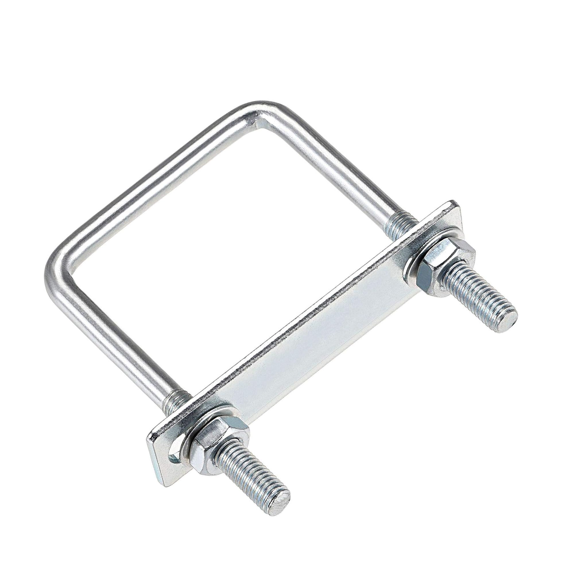MACHSWON Square U-Bolt,2 Set Carton Steel M8 U Bolts 60mm(2-3/8") Inner Width 100mm Length with Nuts and Frame Plate for Automobiles Boat Trailer
