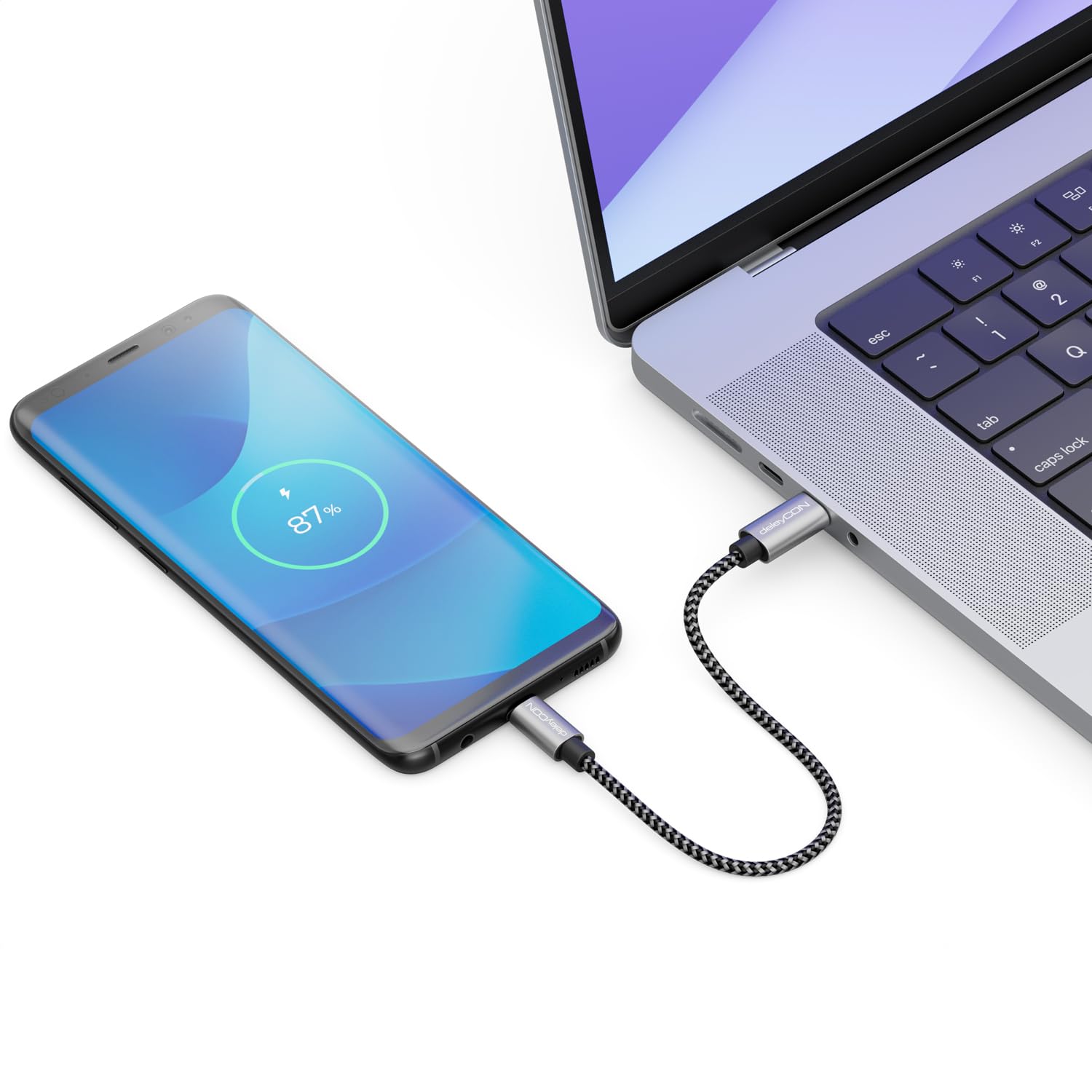 deleyCON 0,15m USB C a Micro USB Cavo Adattatore 15cm Corto - Cavo di Ricarica e Cavo Dati in Entrambe le Direzioni - Compatibile con Telefoni Cellulari Smartphone Tablet Caricabatterie ecc. - Nero