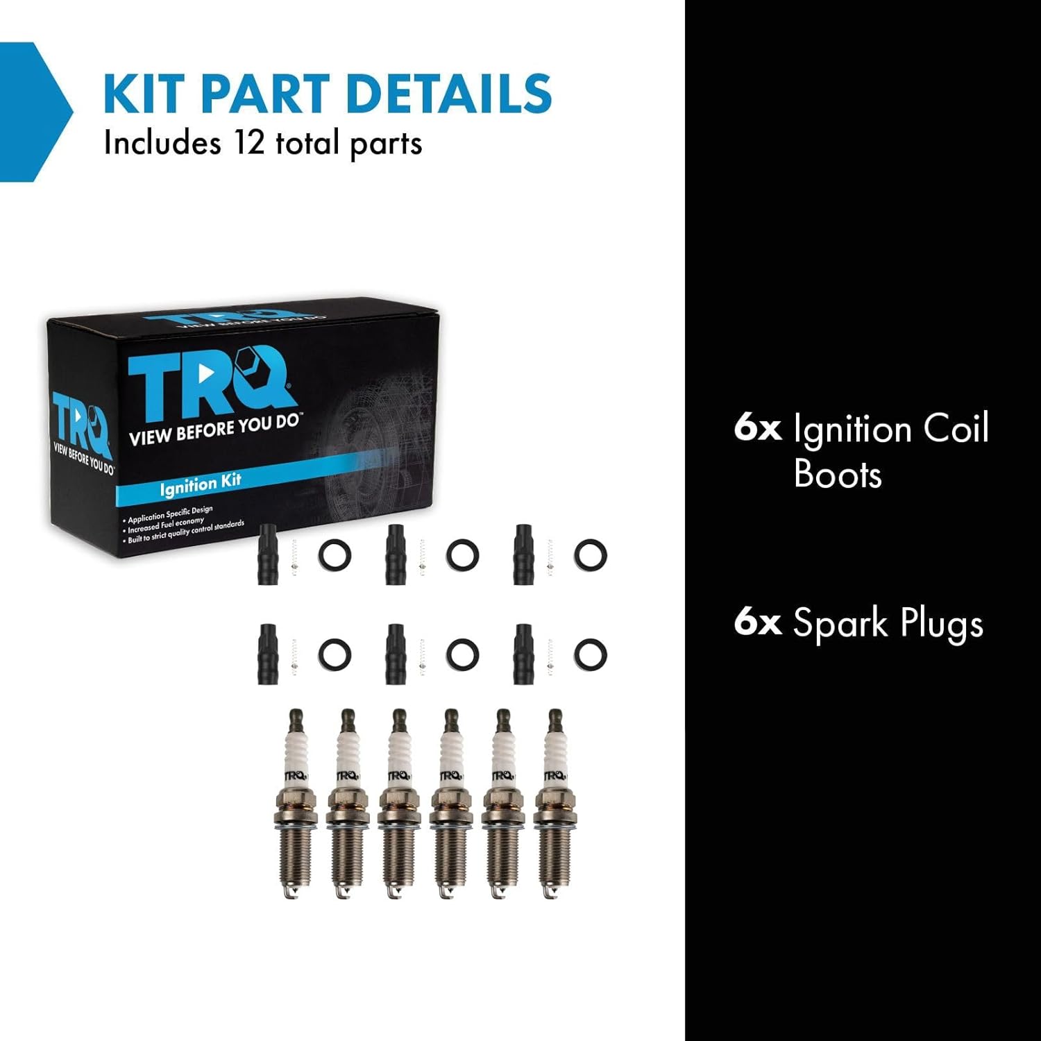 TRQ Ignition Coil and Spark Plug Kit 6 Piece Iridium Spark Plugs Compatible with 2006-12 Mitsubishi Eclipse 2007-09 Galant