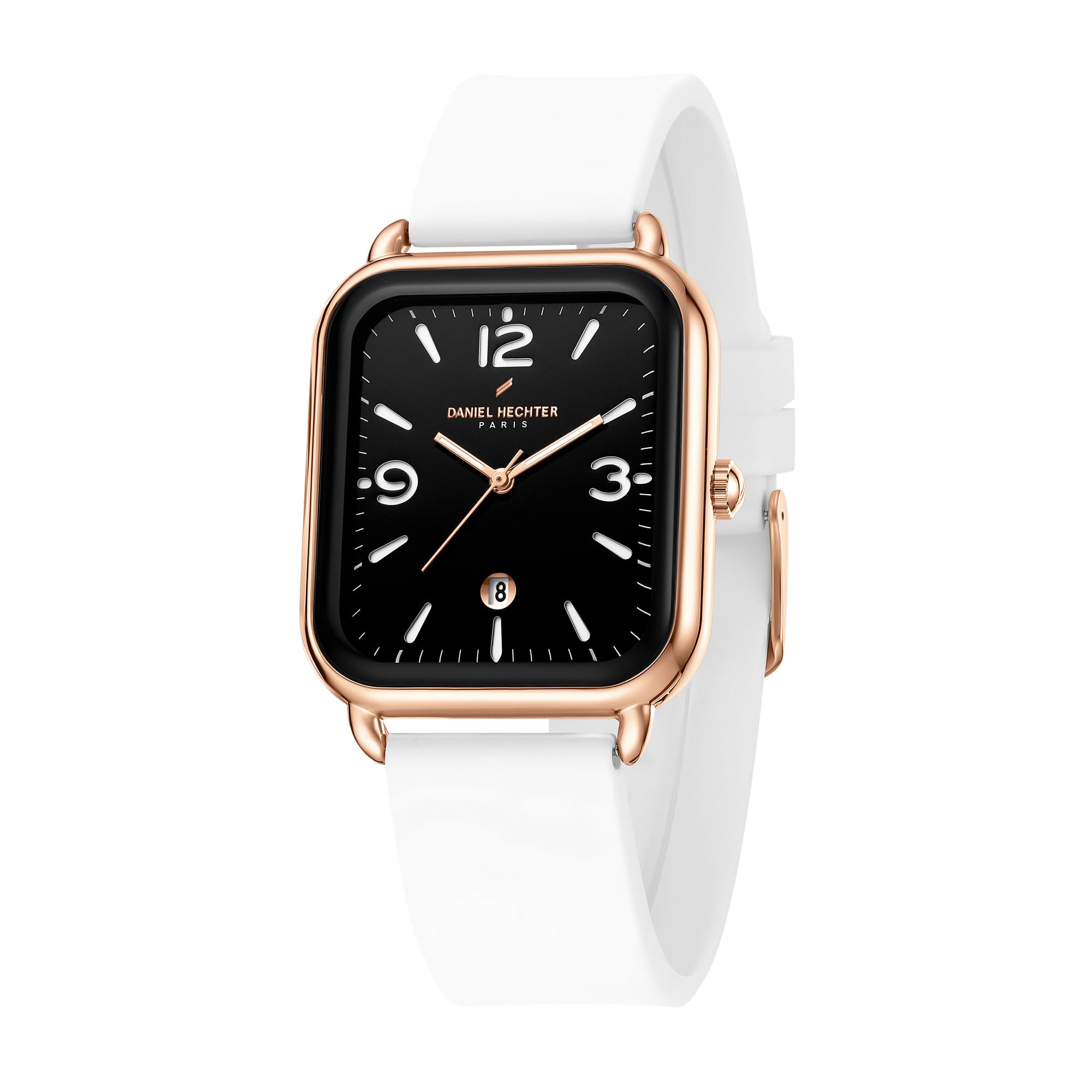 Daniel Hechter Paris Gabrielle Collection Luxury Analog Watch for Women with Square Dial, Date Display and Silicone Strap - DHW2021-05