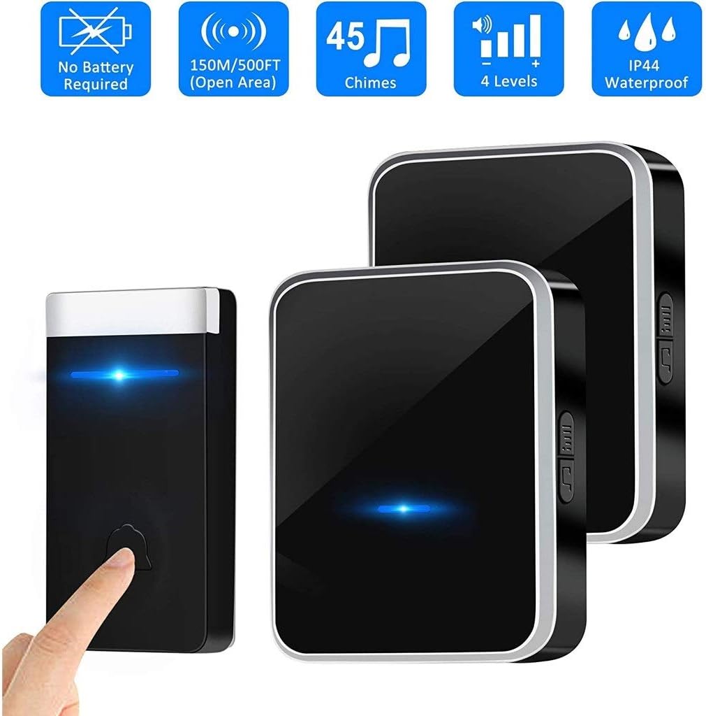 Waterproof Doorbell Electronic Chime Kit with 2 Plug-in Home Intelligent Door Bell Chime Doorbell