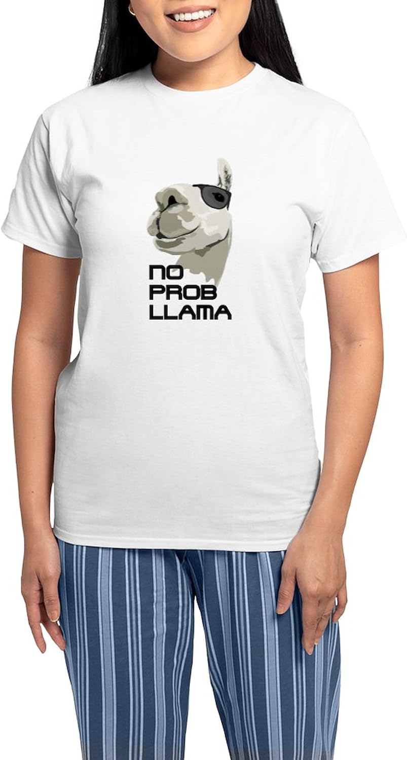 CafePress No Prob Llama Pajamas Women's Novelty Cotton Pajama Set, Comfortable PJ Sleepwear