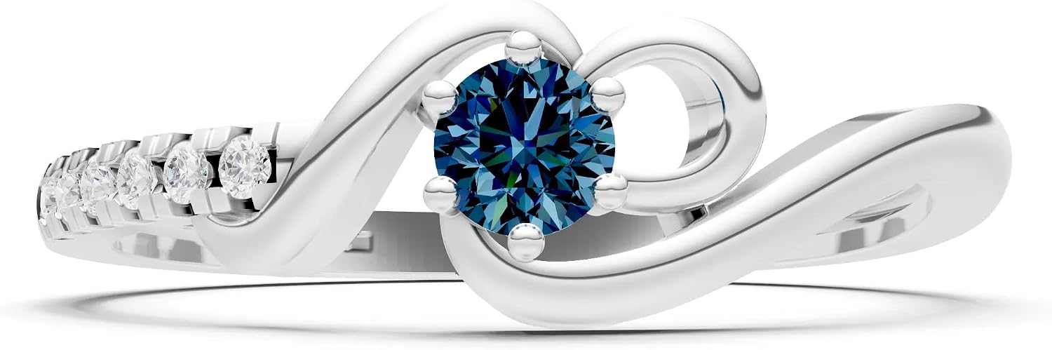 PEORA Round Cut Alexandrite Stackable Band Available in Solid 10K, 14K or 18K Ring – White, Yellow or Rose Gold