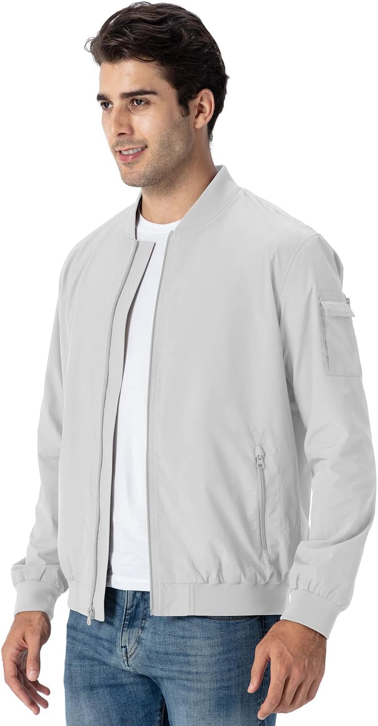 Gopune Men's Windproof Bomber Jacket Lightweight Windbreaker Outdoor Golf Fashion Coat