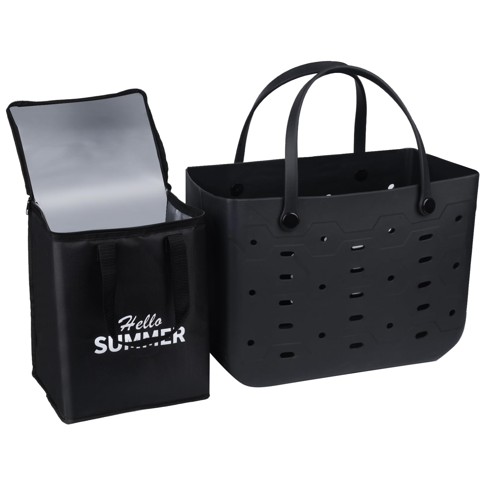 PoVwlty Borsa da spiaggia in gomma con dispositivo di raffreddamento isolato, borsa impermeabile per l'estate
