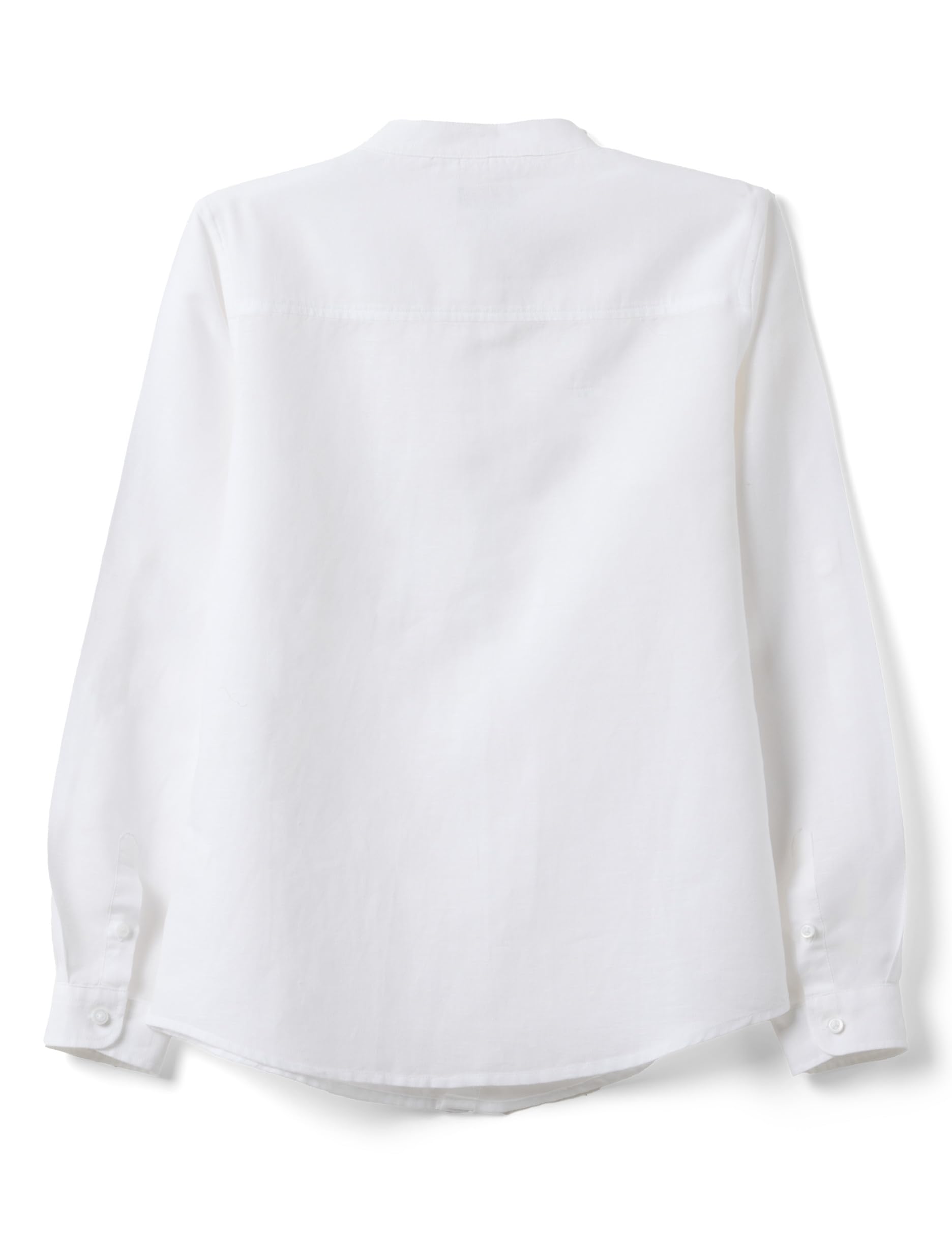 OVS Kids Camicia Bianca in Misto Lino e Cotone da Ragazzo con Collo Coreano