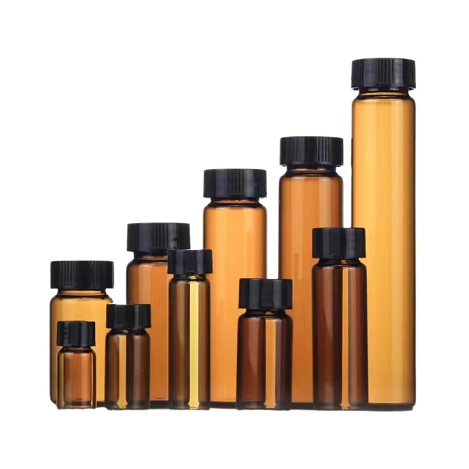 20 unids/lote 3ml 5ml 10ml 15ml 20ml 30ml 40ml 50ml (transparente/marrón) botella con sello de vidrio viales de muestra de reactivo con tapa de plástico con tapa de rosca(30ml clear)