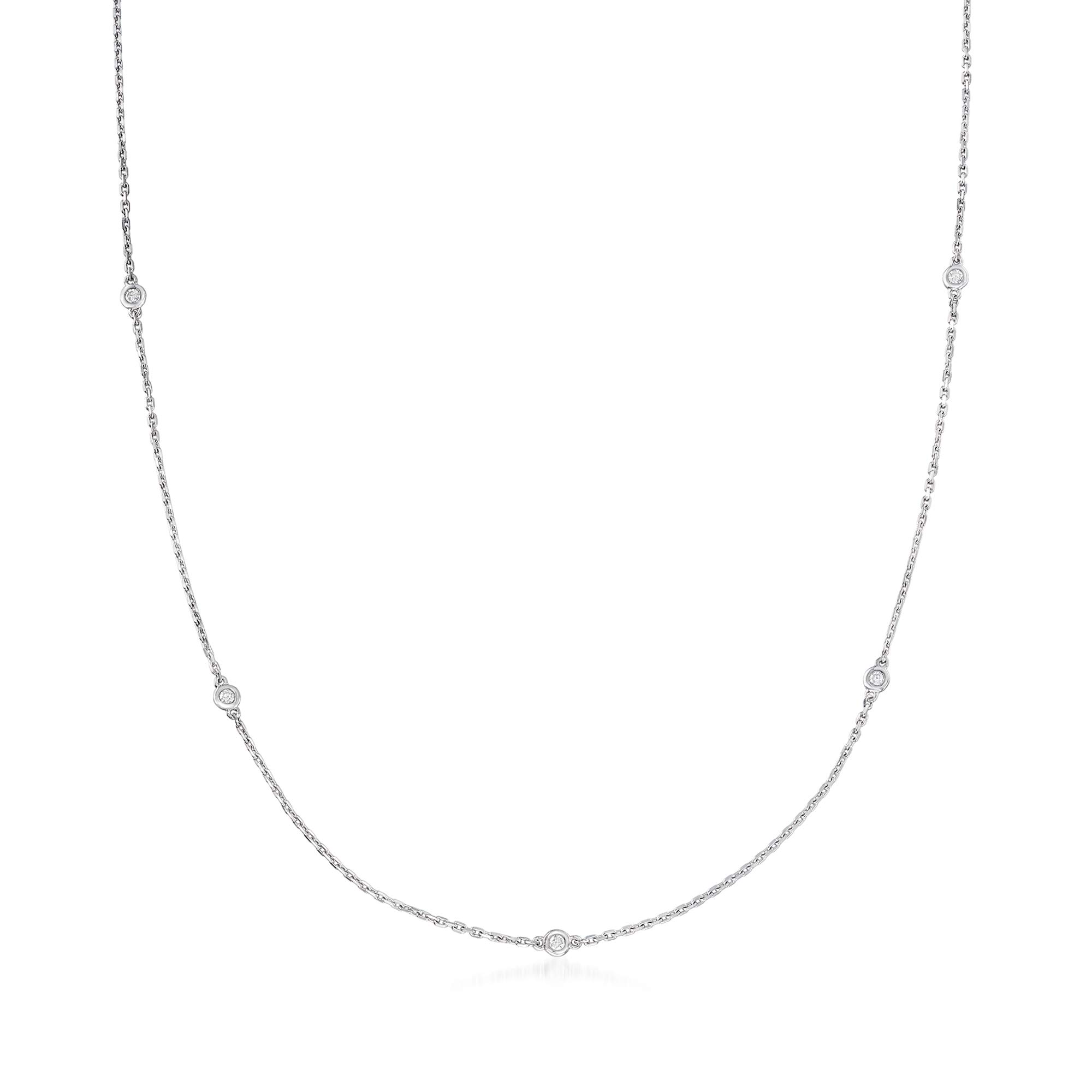 0.25 ct. t.w. Bezel-Set Diamond Station Necklace in Sterling Silver