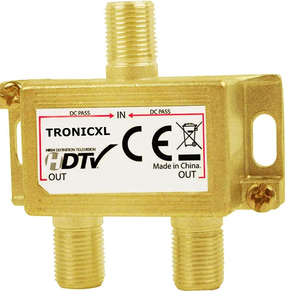 TronicXL Premium 2-Fach Antennenverteiler Splitter mit Sat Verstärker digital HD I für Satellit TV DVBT DVBS Unicable 3D 4K HDTV I Verteiler Weiche Inline für 2 Fernseher