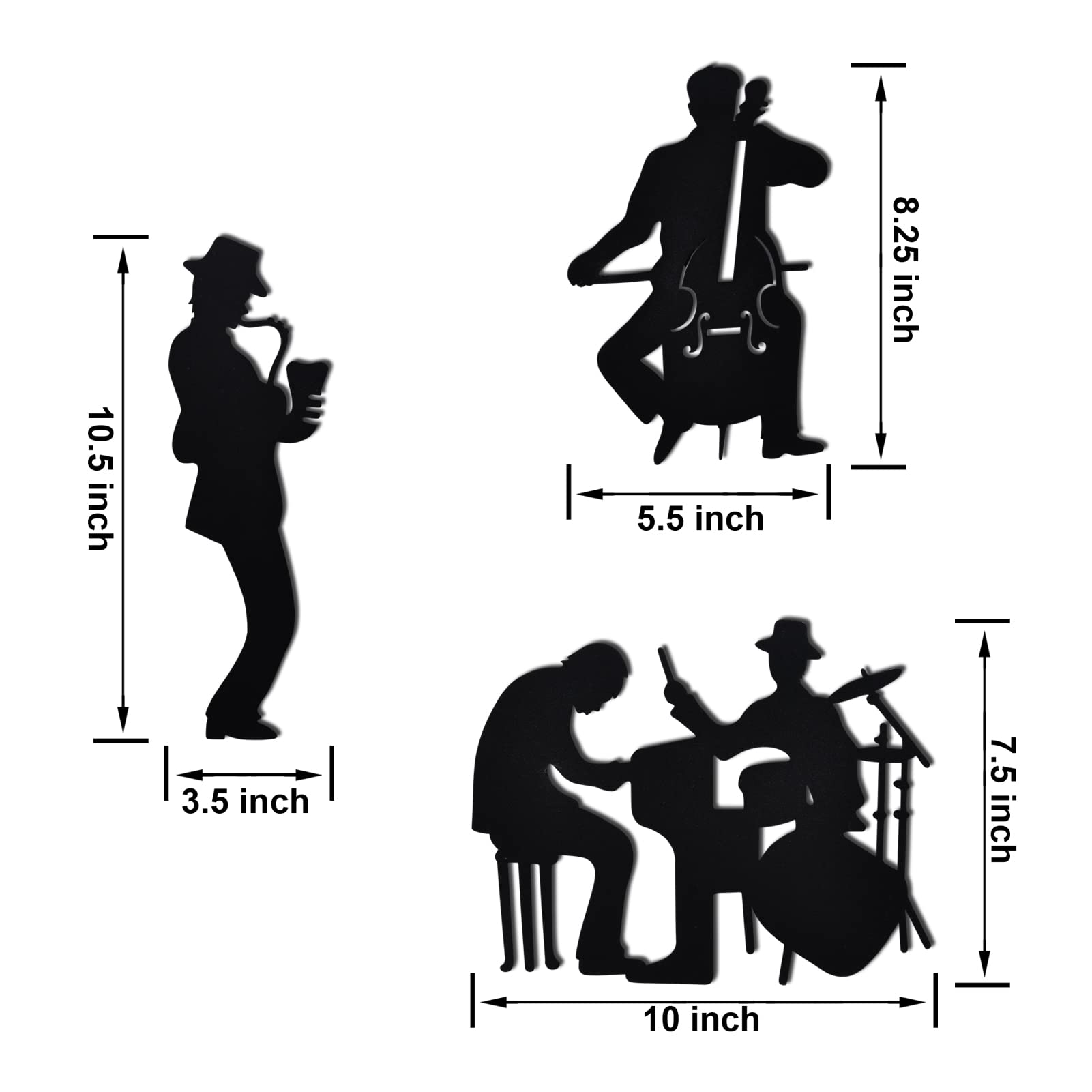 Music Metal Silhouette Music Metal Wall Decoration Saxophone Wall Hanging Cello Wall Art Jazz Drum Wall Decoration for Living Room Bedroom Office Hanging Wotieuns - Image 2