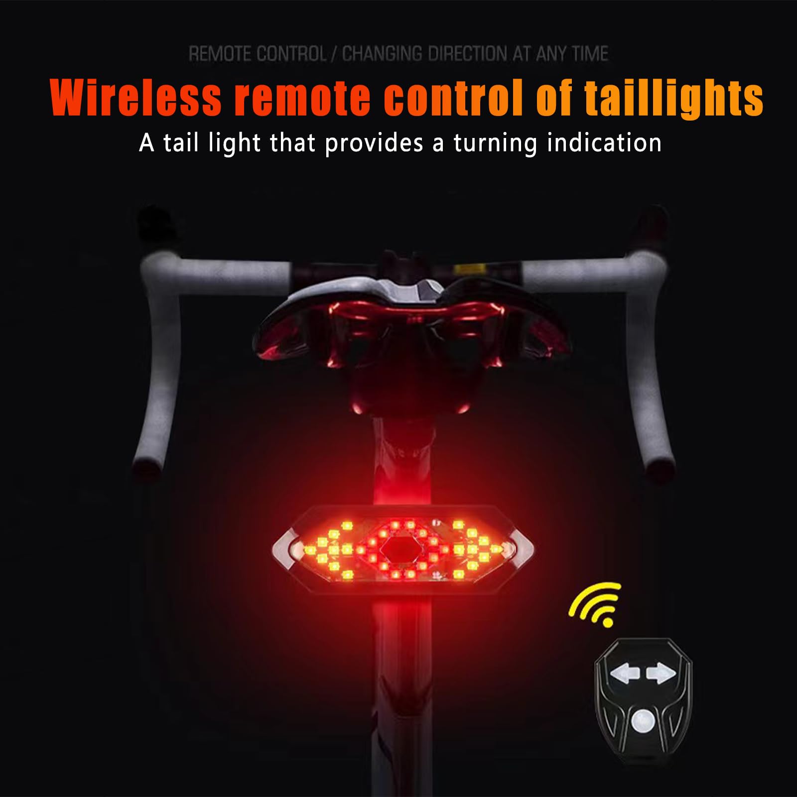 Indicatore di direzione per bicicletta con telecomando, ricaricabile USB, luce posteriore per bicicletta, con 120 dbHorn, IPX4, impermeabile, per bici da corsa, MTB, e-bike