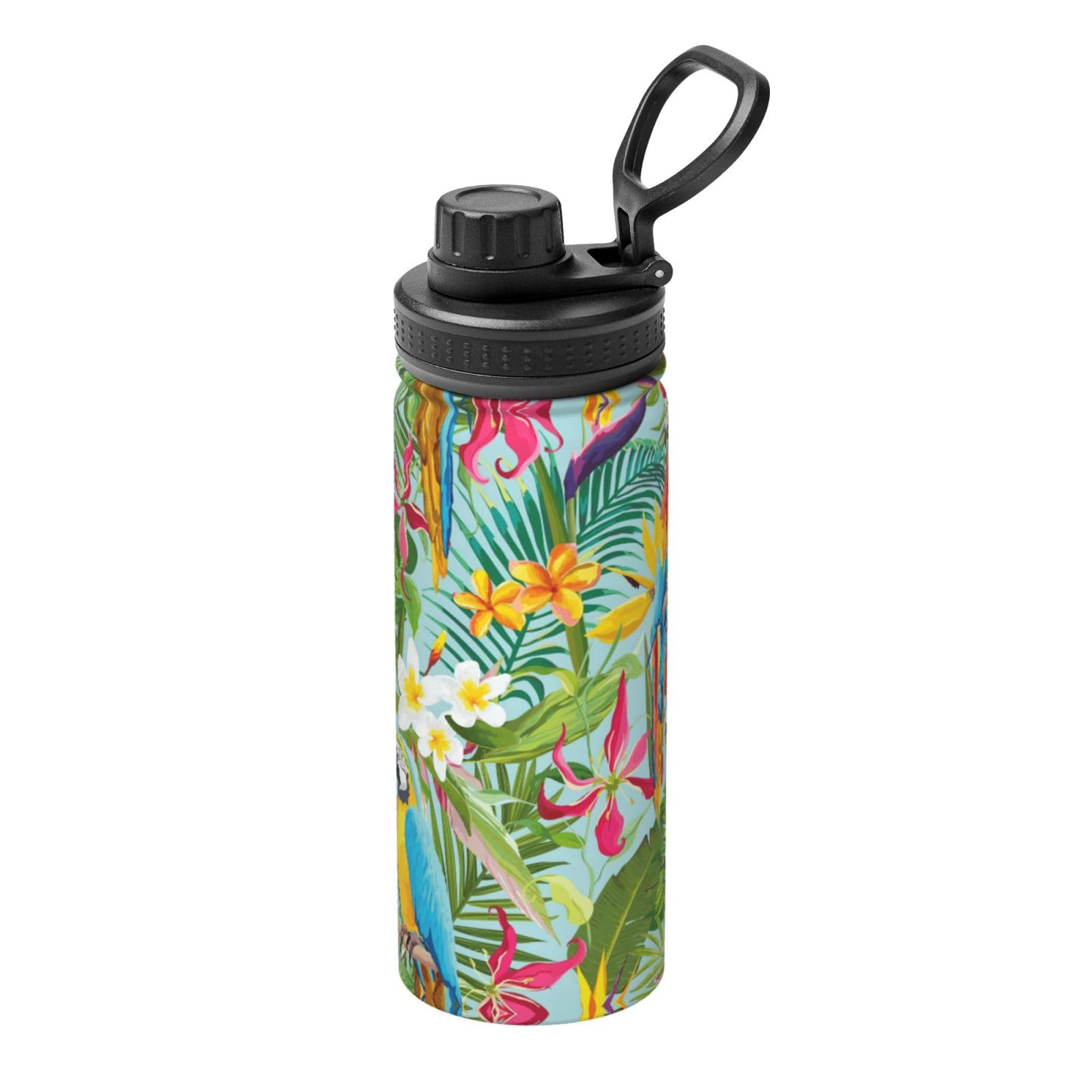 Kfjghhl Insulated Stainless Tropical Plants And Parrots Steel Water Bottle For Sport Gym Travel Leak Camping Hiking Hydration