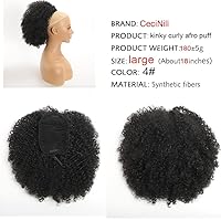 Vista 2 de Extensión de Cola de Caballo Rizada Afro Puff con Cordón para Mujeres Negras, Extensiones de Cabello Sintético Corto Afro Kinky Rizado, Extensión