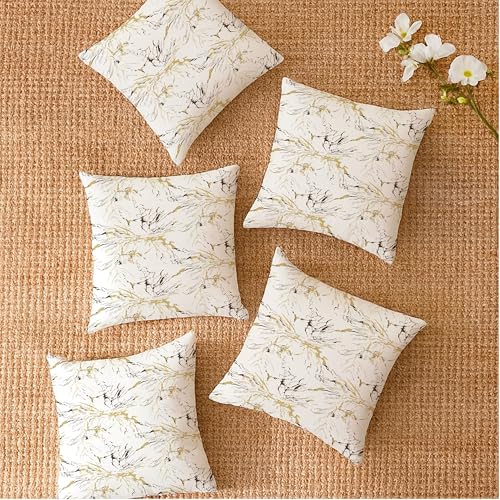 Image of Jaipur Weaves Cushion Cover 16 Inch X 16 Inch - Set of 5, Modern Print 180 GSM Decorative Soft Cushion Covers for Sofa /Bed /Chair, Gift for Home Decor (Minimalist Marble, 5)