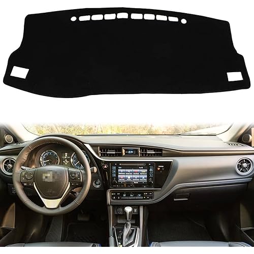 KEEGTBOX Dash Mat Cover Custom Interior Center Console Compatible with Toyota Corolla Sedan L LE S LE Eco SE XLE XSE 2014 2015 2016 2017 2018 Dashboard Accessories (Black Rim)