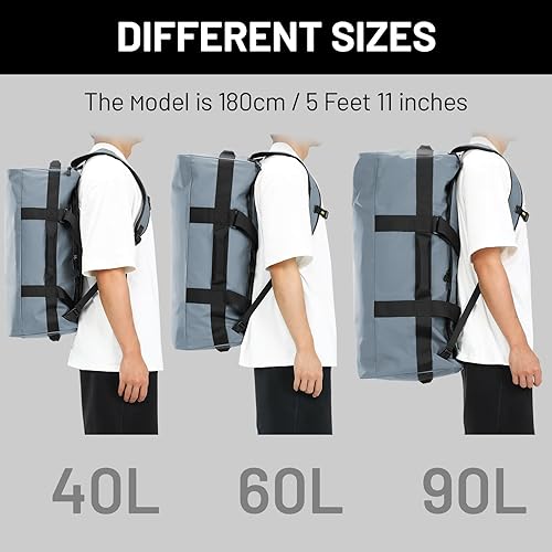 Miniatura 6 de MIER Mochila resistente al agua, bolsa de lona convertible resistente con correas de mochila para gimnasio, deportes, viajes, senderismo