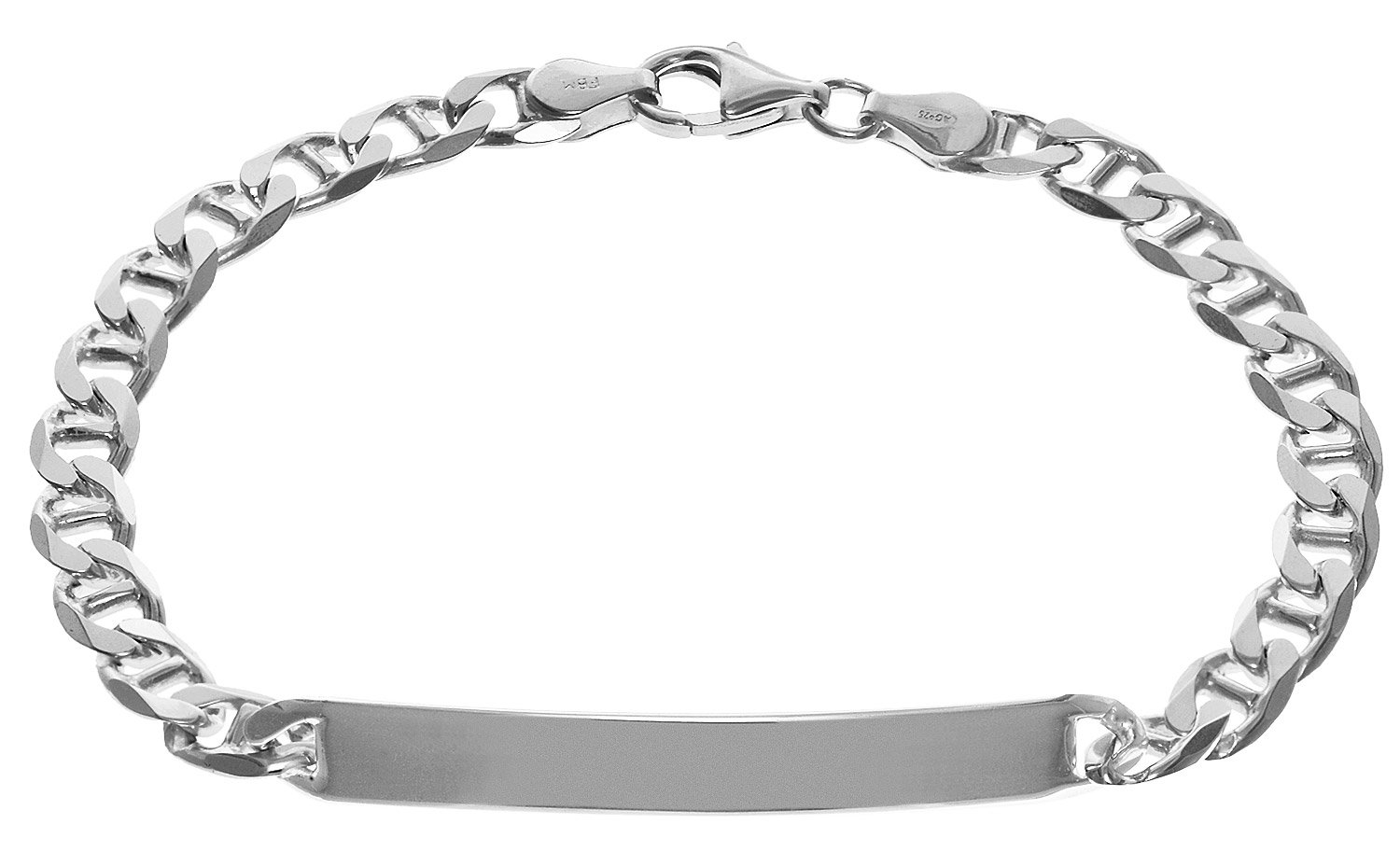 trendor Gravur-Armband für Herren 925 Silber Panzersteg Kette 21 cm 35675