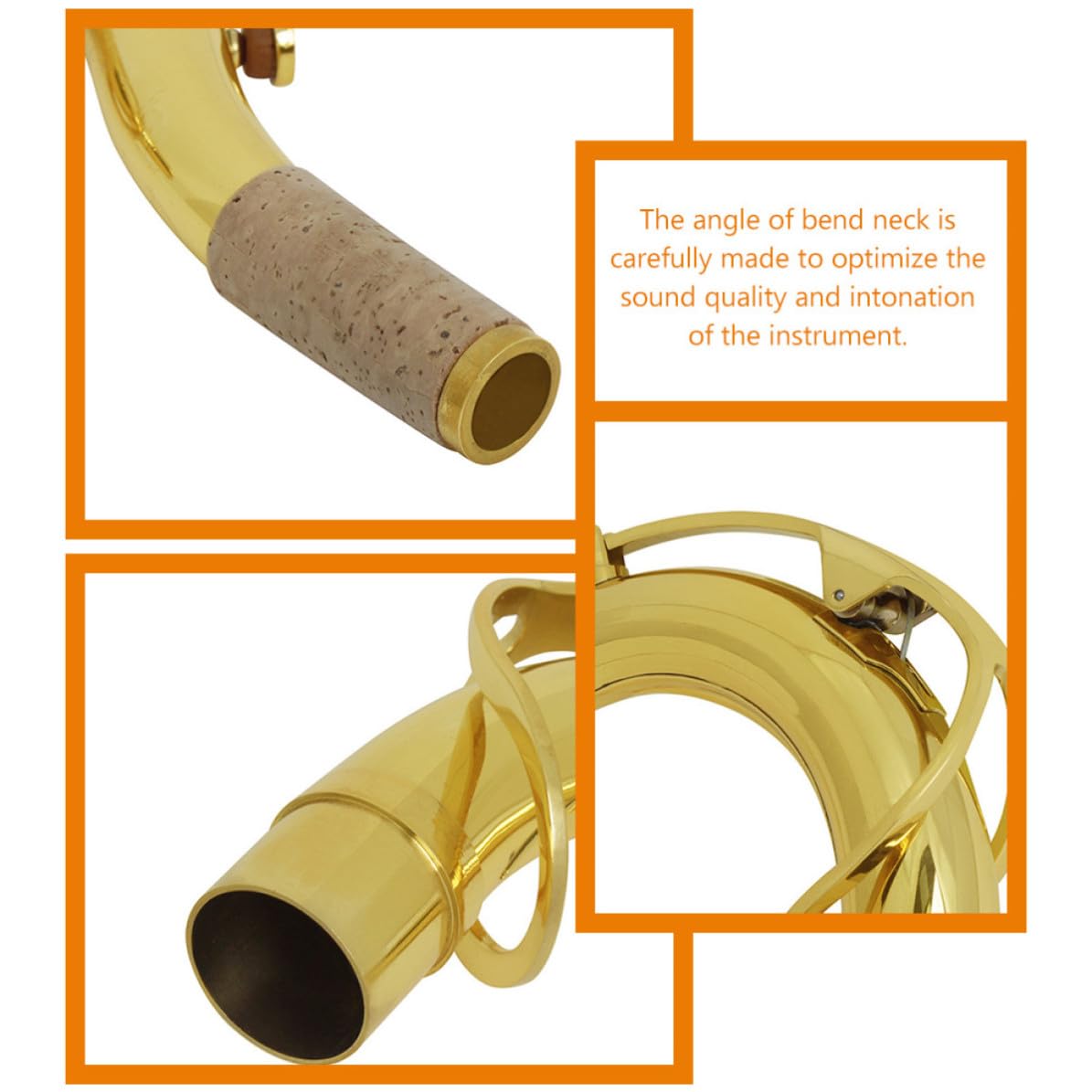 Collo per Sax Tenore Curvo 27, 5mm in Ottone Placcato Argento | Ricambio in Tonalità Oro, per Accordatura B♭, Struttura Resistentea Deformazione E'usura