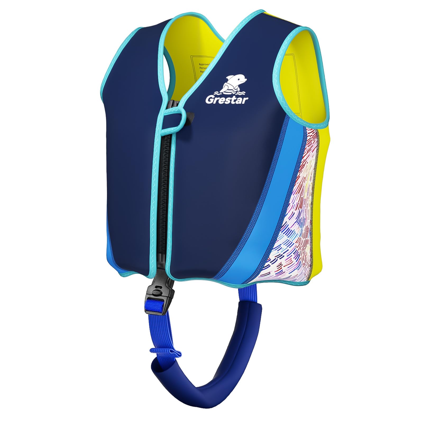 Grestar Kids Swim Vest,Toddler Swimming Float Vest, Swimming Training Jacket with 8 Removable EPE Blocks, Crotch Strap & Buckle, Kids Buoyant Swim Vest for Toddlers – S(Ages 2-3)