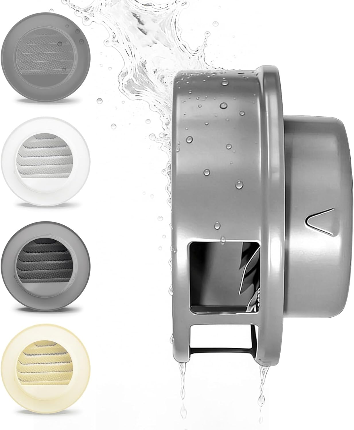 Exterior Louvered Grille Cover Air Vent, 3~8 Inch House Ventilation Soffit Vents, 304 Stainless Steel Round Vent Covers for Bathroom Garage Kitchen Attic