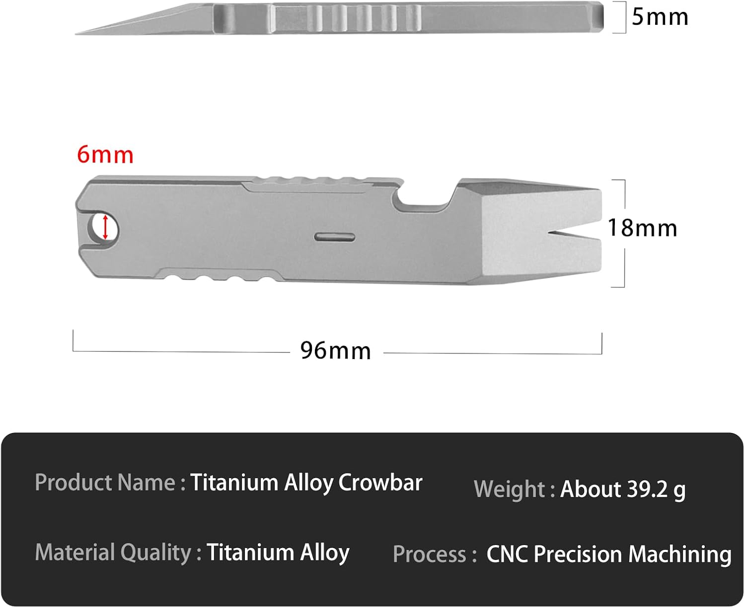 WARHERO Titanium EDC Pry Bar, Keychain Prybar Tool with Bottle Opener, Wrenches, Crowbar, Compact Size EDC Multi Tool