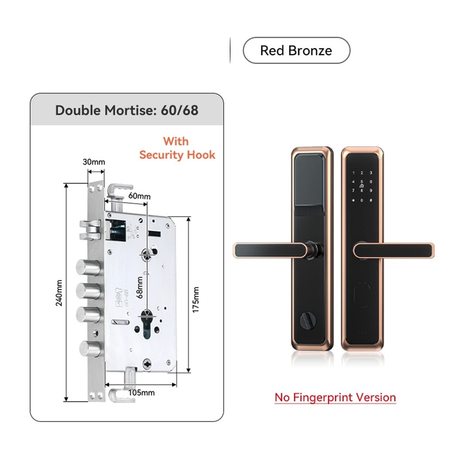 Verrouillage par mot de passe étanche à empreintes digitales Fechadura Eletronica Cerradura Inteligente Serrure de porte intelligente(Z1tyR-round 6068)