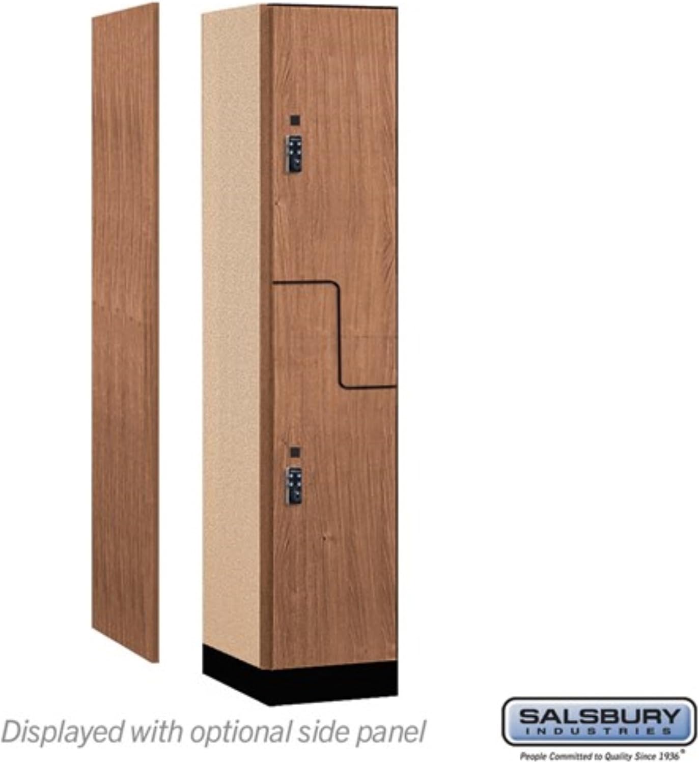 Salsbury Industries 15" Wide Premier Wood Locker-Double Tier 'S' Style-1 Wide-6 Feet High-24 Deep-Red Oak-Black Resettable Combination Locks