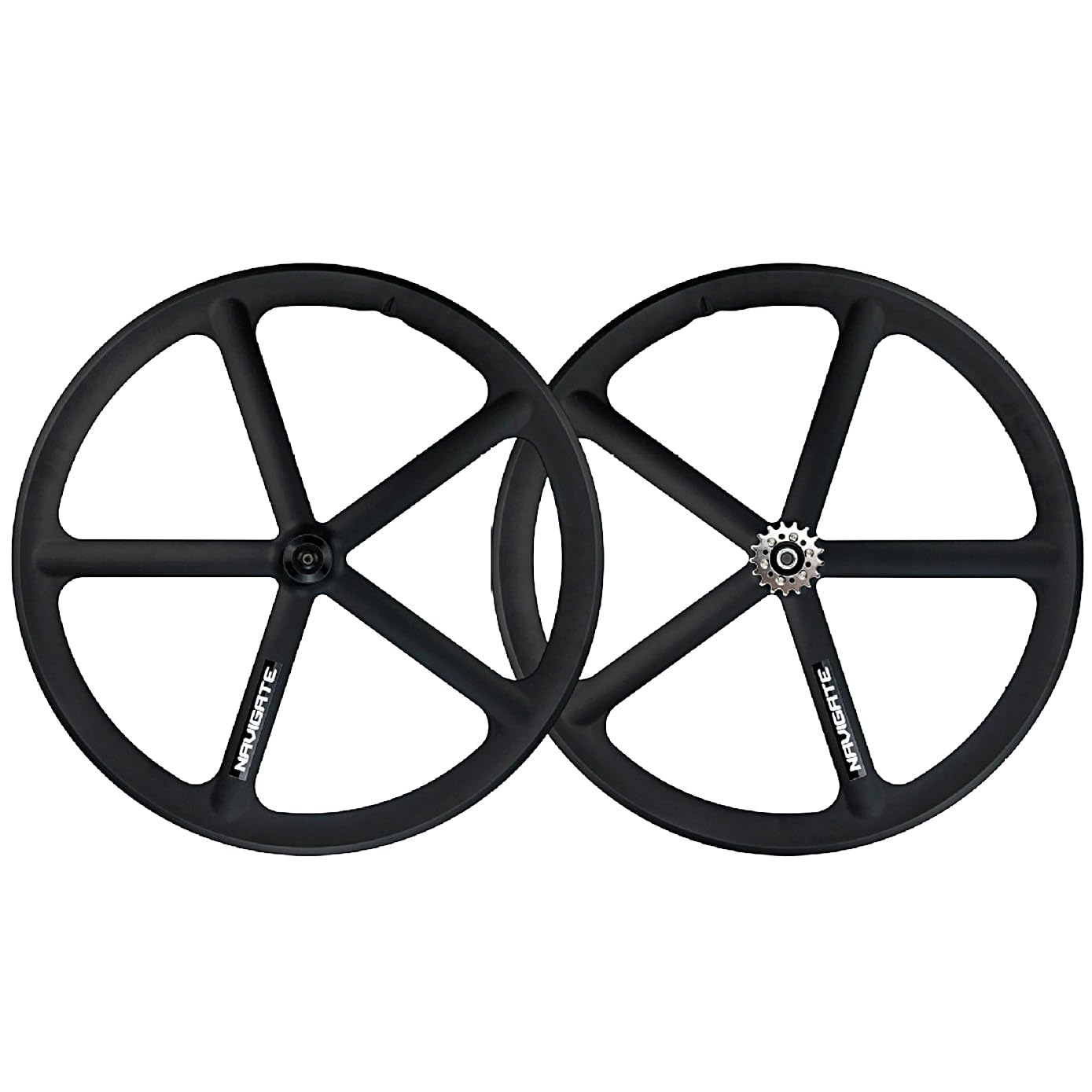 Neufietie 700C Magnesium Alloy Fixed Gear Bike Wheelset, 5-Spoke Integrated Design, Matte Black, Track Cycling Compatible, Quick Release Mounting