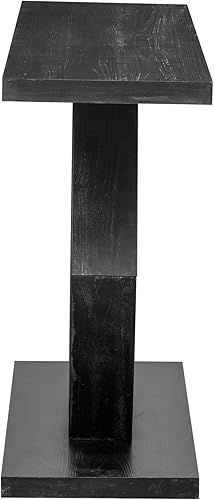 Miniatura 5 de Henf Mesa consola de 55 pulgadas moderna de madera para sofá de entrada detrás del sofá con acabado envejecido y base hexagonal hueca para pasillo,