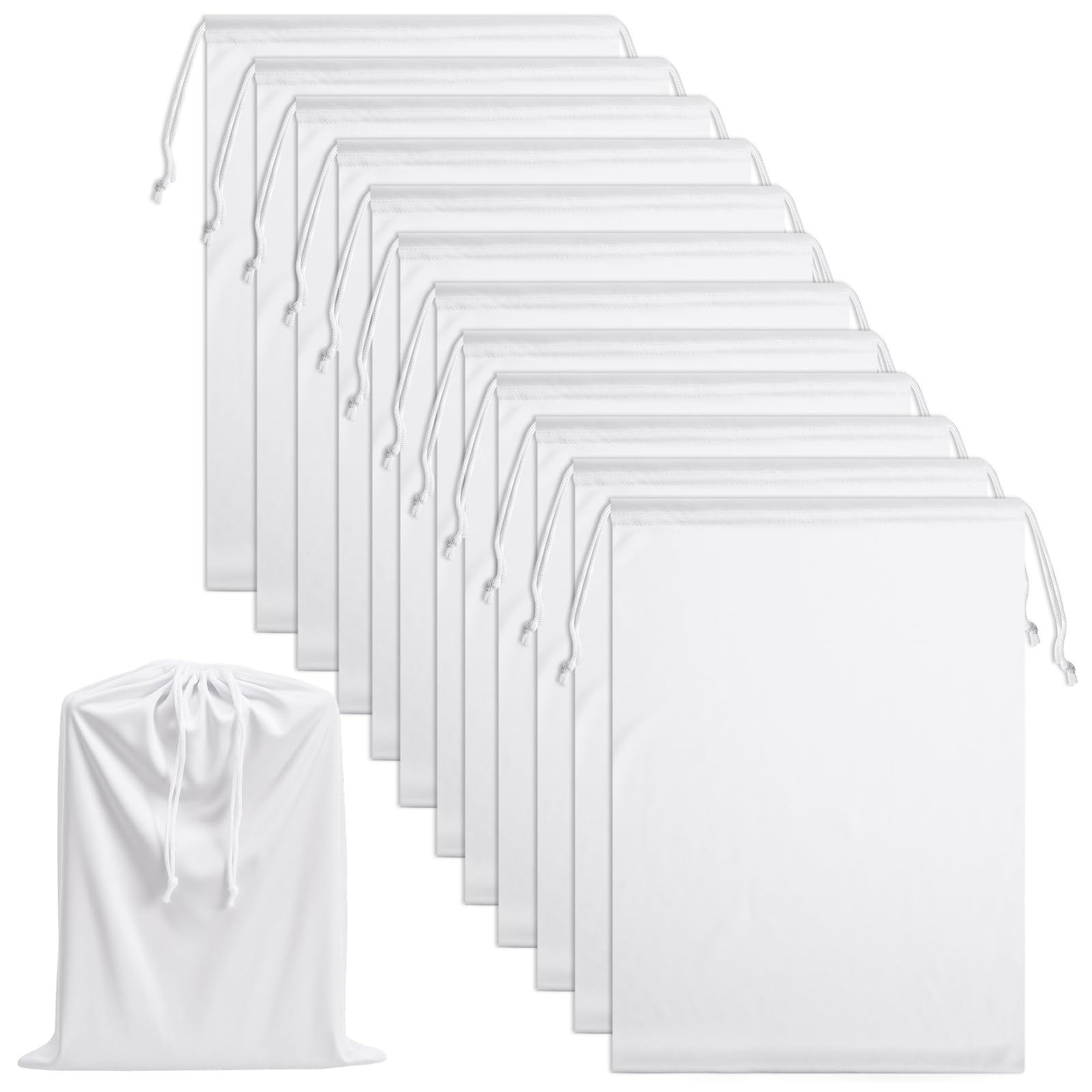 Weewooday 12 Pcs Satin Adult Toy Bags with Drawstring Silk Adult Game Toy Storage Multi Purpose Foldable Pouch Lightweight Gift Organizer for Women Men(White,15.75 x 11.81 Inch)