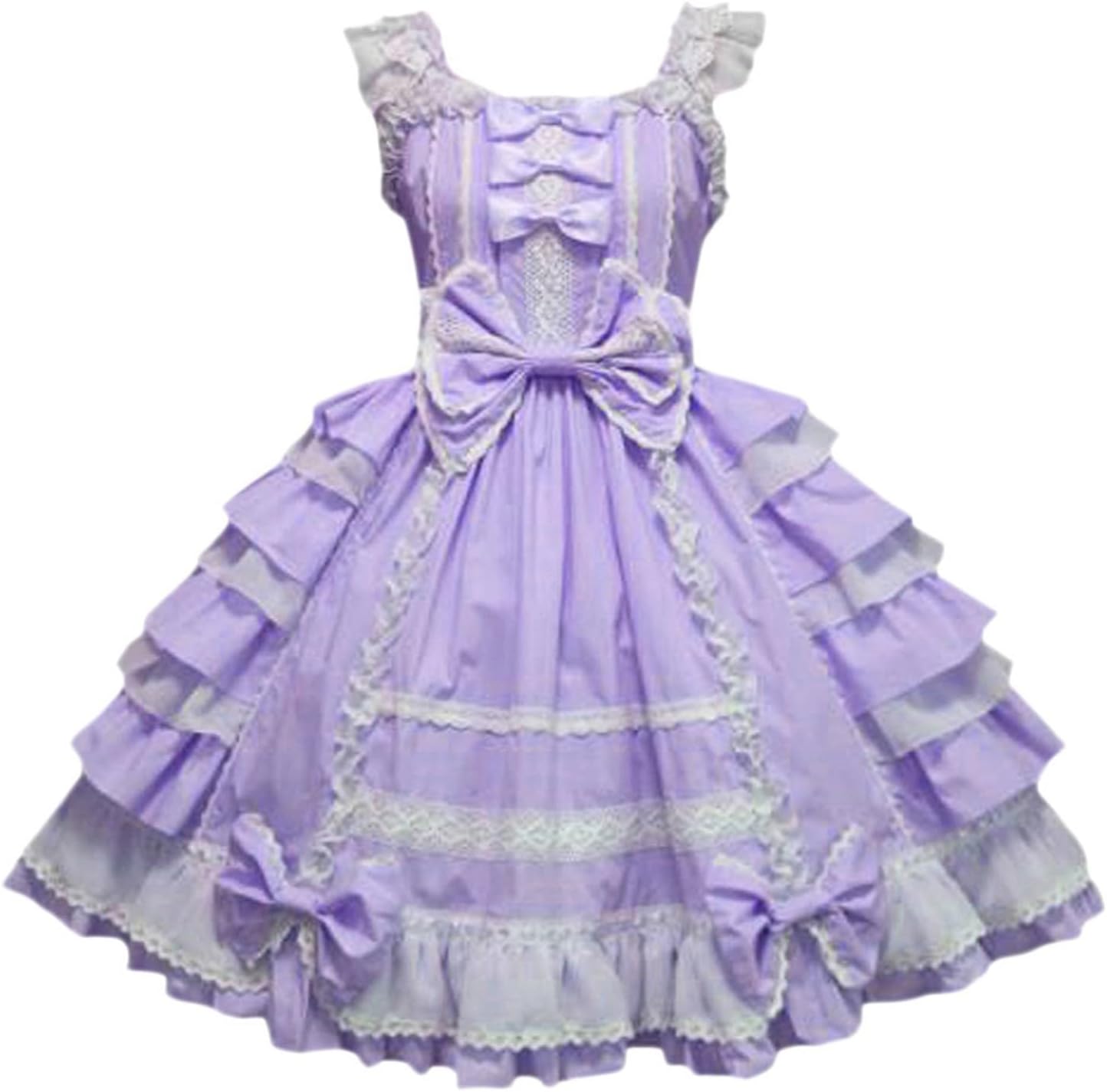 Girls Lovely Sweet Lolita Dress for Women Cute Pleated Flowy Swing Princess Lace Court Dress Kawaii Cosplay Costume