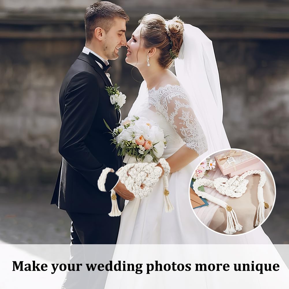 Souvenir Mariage élégant Lasso De Mariage Celtique En Coton - Corde à Nœuds D'amour Avec Pendentifs Or Lasso Mariage Corde Coton