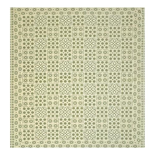 Image of Living Roots Ethnic Jaipur Block Print Double Cotton Bedsheet & 2 Pillow Covers, for Mattress Upto 6 inches Thick, No Colour Bleeding, Green Colour, King Size 90 * 108 inches, 120TC (612-B)