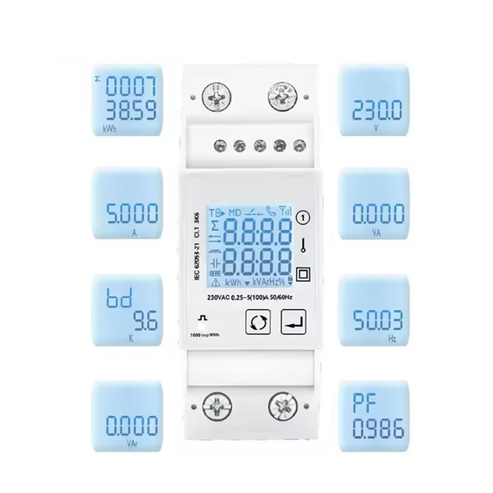 Misuratore multifunzione 220v Monofase Guida Din KwH RS485 MODBUS