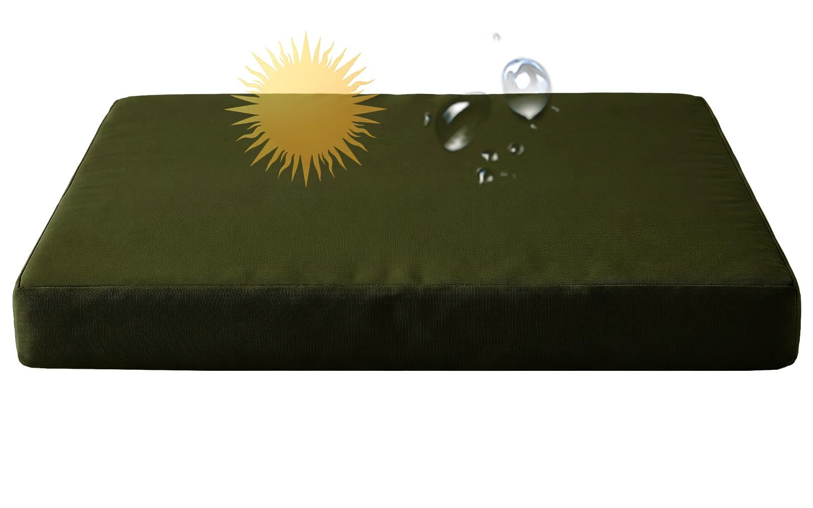 5cm/1.9" Thick Outdoor Bench Cushion Waterproof 80% 48 x 16 40x18 48x20 57 70 60 inch, Settee Couch Pads with Zipper Washable, Patio Swing Seat Cushion with Filling(Dark Olive,48x48 cm 19x19 in)