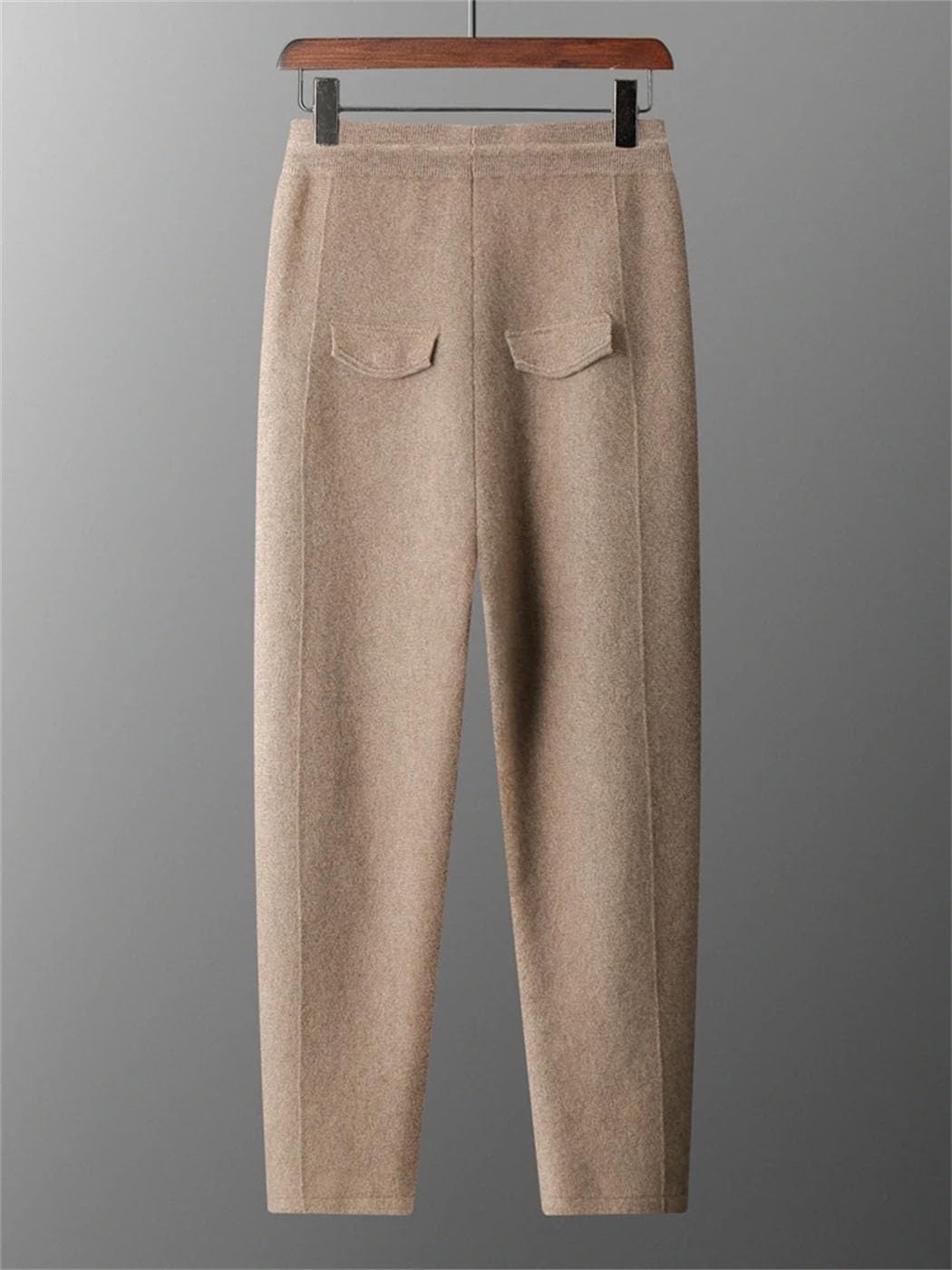 Men's 100% Cashmere Pencil Pants Elasticated Waist Pockets Knitted Trousers Winter Thick Warm Soft Sweatpants