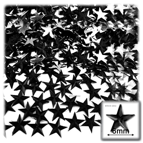 144pc Flatback Acrylic Rhinestones Star 6mm - 30ss Jet Black