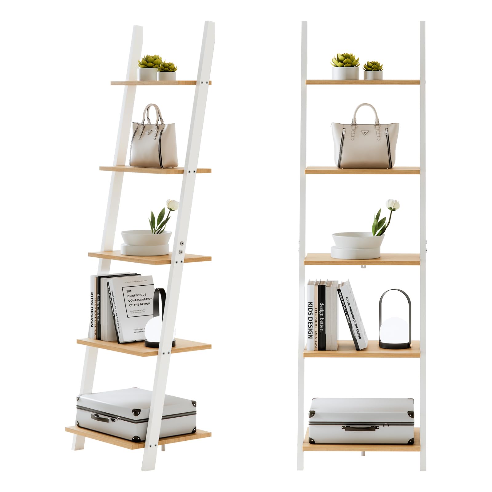 楔の本棚　木製オープンシェルフ　5段 楔の本棚 木製オープンシェルフ 5段 オープンラック 5段 木製