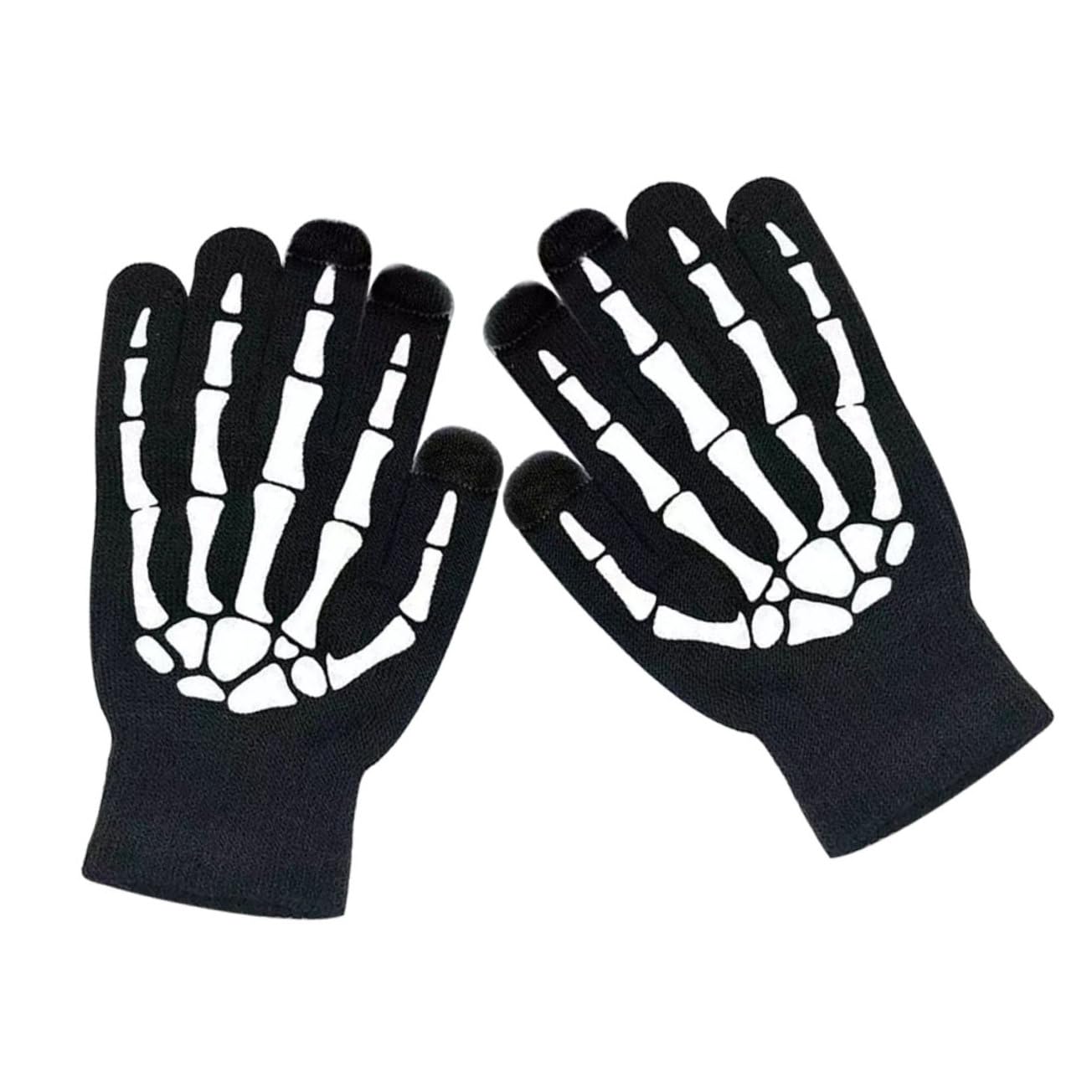 KOMBIUDA Halloween Decor Gloves Simulation Skeleton Gloves Glowing Effect for Party Wear
