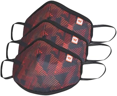 Wildcraft Polyester Face Mask, Red_Trizi, 3 Pieces (Pack of 3)