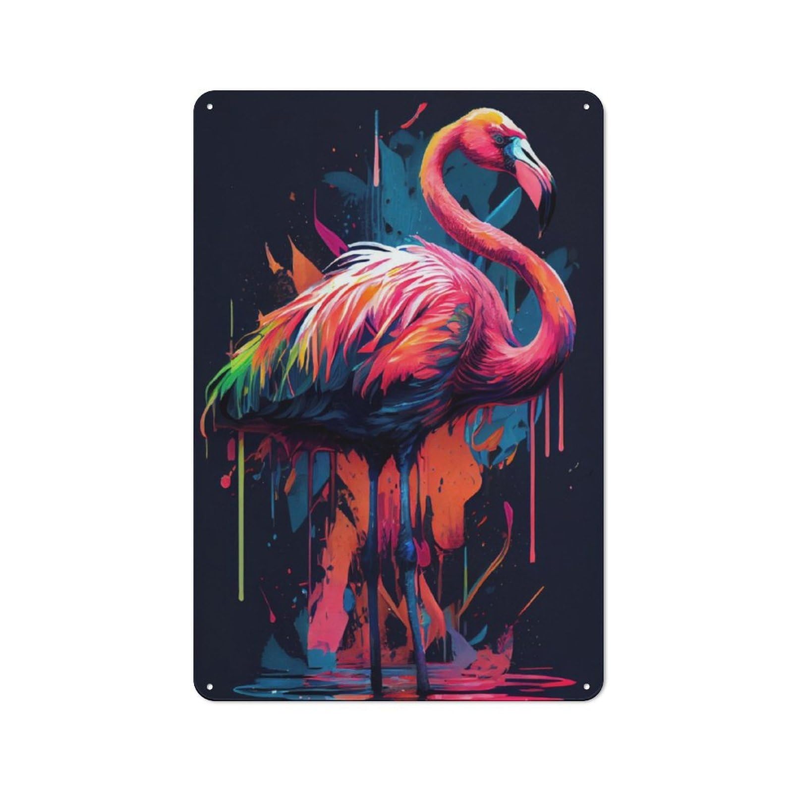 Junmoney The Graceful Flamingo Metal Wall Sign 30X20cm Featuring For Bar Or Restaurant, For Restaurant Interior Fans