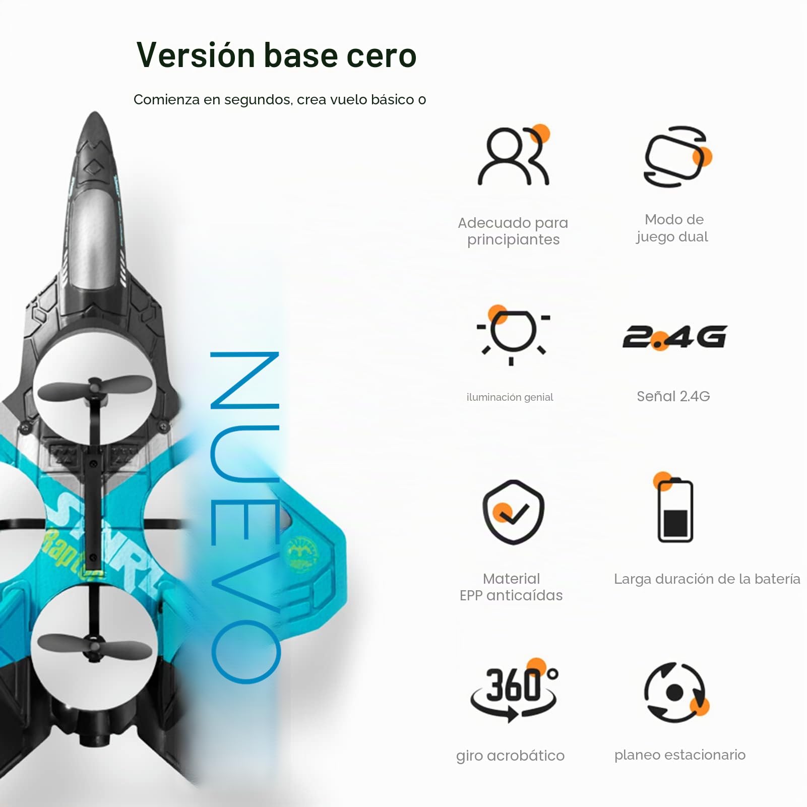 RC Avión Juguetes Listo para Volar 2.4GHz 6CH EPP Drone Control Remoto Helicóptero Juguete 4 Motores Helicópteros RC para Niños Adultos con Función de Detección de Gravedad